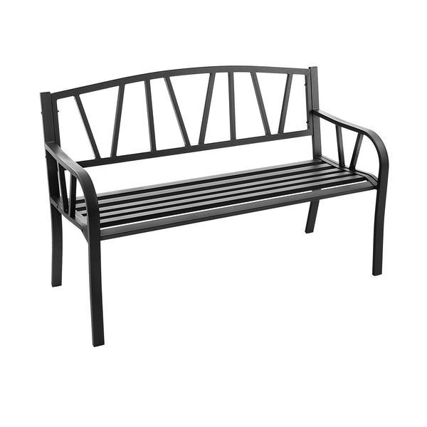 Patio Garden Bench with Rustproof Metal Frame and Slatted Seat