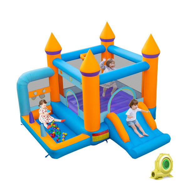 5-in-1 Inflatable Bounce Castle with Ocean Balls and 735W Blower