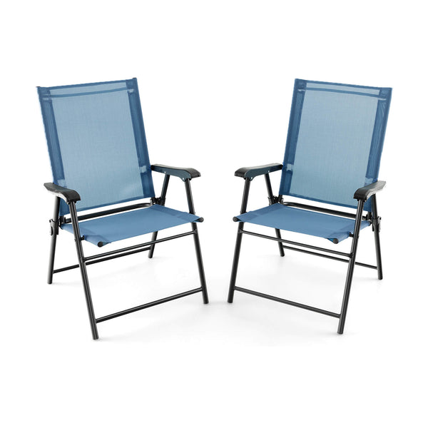 Patio Dining Chair Set of 2 with Armrests and Metal Frame