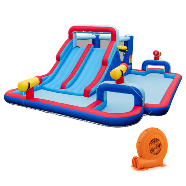 Inflatable Bounce House with 2 Water Slides and 3 Water Cannons With 750W Blower