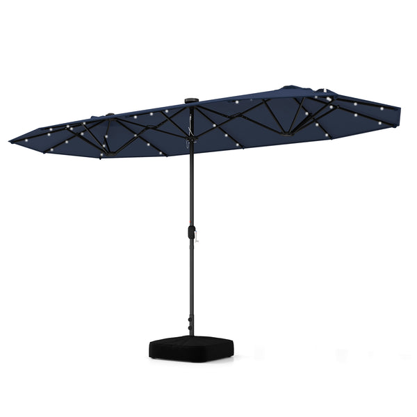 13FT Double-sided Patio Umbrella with Solar Lights for Garden Pool Backyard