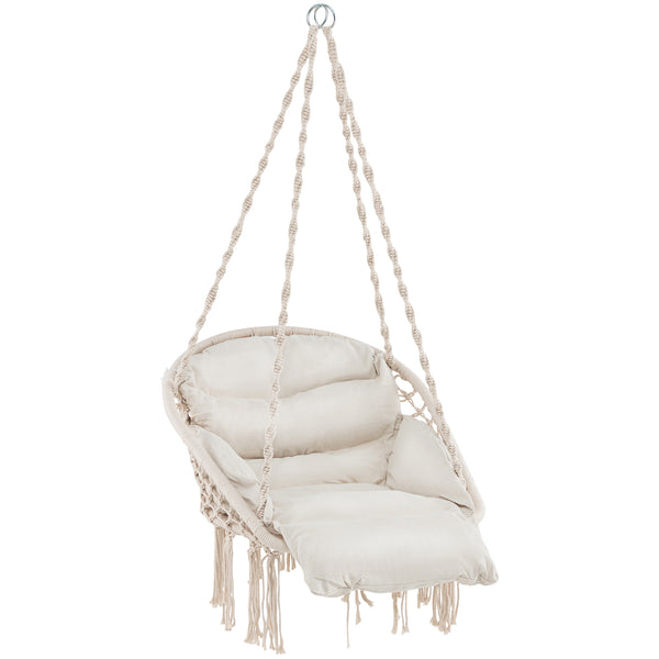 Hammock Chair with Thick Cushion & Macrame Holds up to 330 LBS