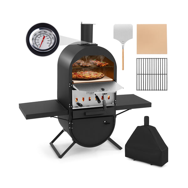 Outdoor Pizza Oven with 600D Oxford Fabric Cover, Pizza Stone and Cooking Grill