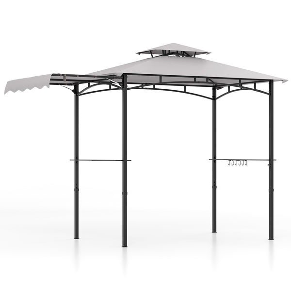 10.5 x 5 FT Grill Gazebo with Side Awning and Double-Tiered Top