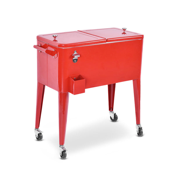 Red Portable Outdoor Patio Cooler Cart