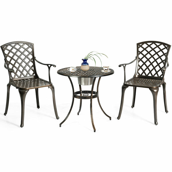 Outdoor Aluminum Dining Set of 2 Patio Bistro Chairs