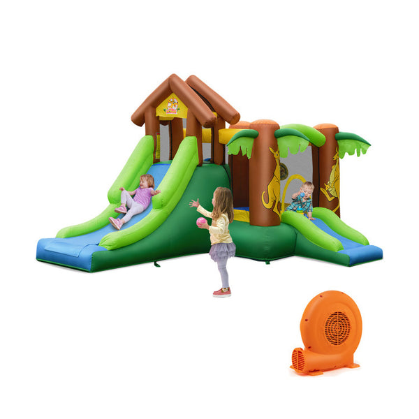 Kids Inflatable Jungle Bounce House Castle with 750W Blower