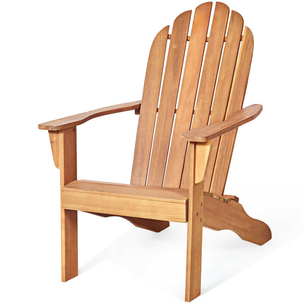 Wooden Outdoor Adirondack Chair with Ergonomic Design for Yard and Garden