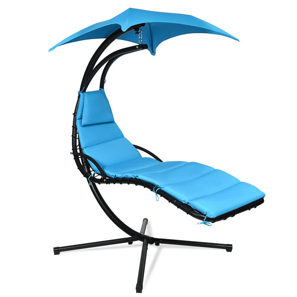 Hanging Chaise Lounger with Stand and Pillow for Outdoor