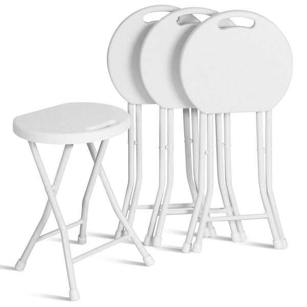 Set of 4 18 Inch Collapsible Round Stools with Handle