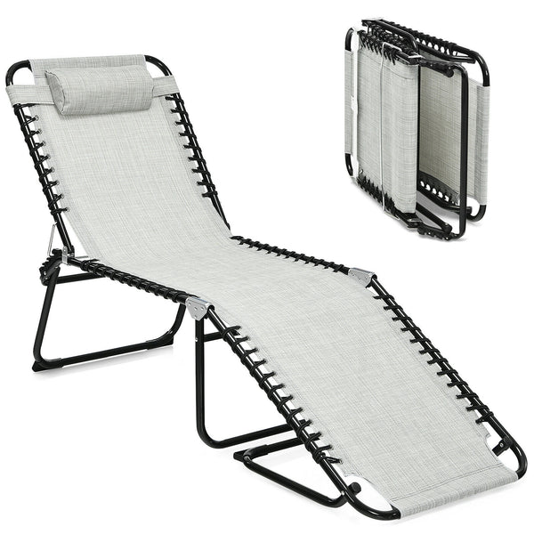 Folding Heightening Design Beach Lounge Chair with Pillow for Patio