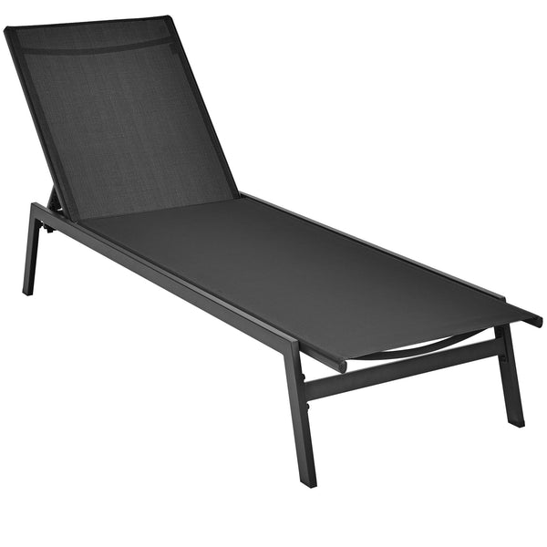 Outdoor Reclining Chaise Lounge Chair with 6-Position Adjustable Back