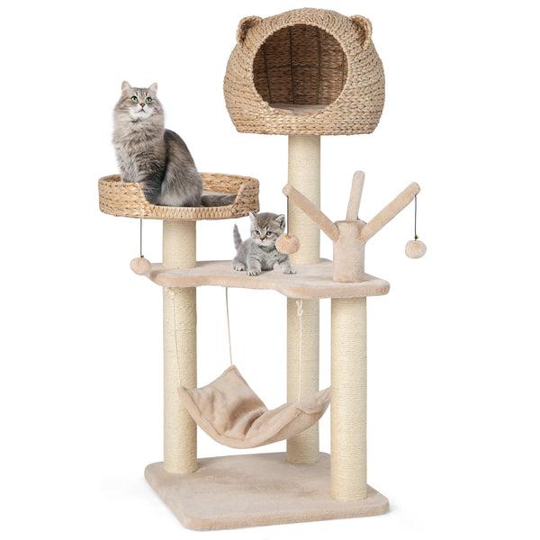 Multi-Level Cat Tree with Condo Hammock and Rotatable Hanging Balls