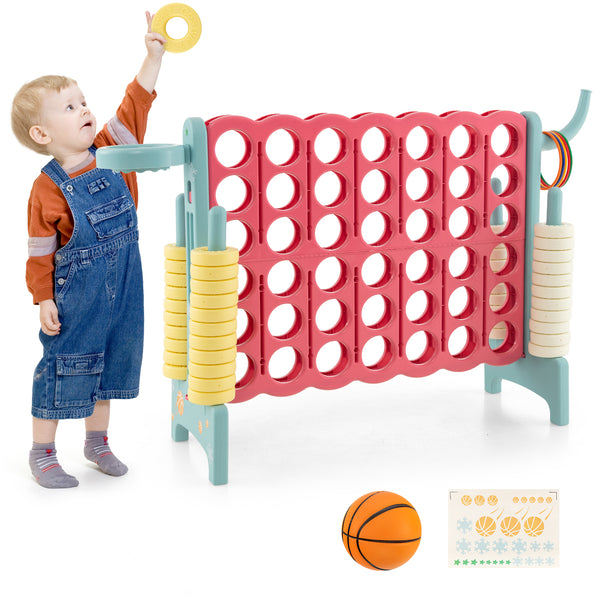 4-in-a-Row Connect Game with Basketball Hoop and Toss Ring