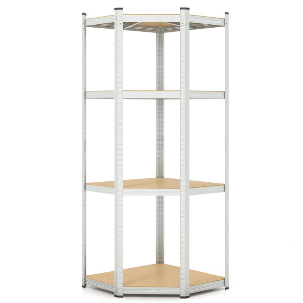 4-Tier Corner Shelving Unit Adjustable Garage Storage Utility Rack for Warehouse