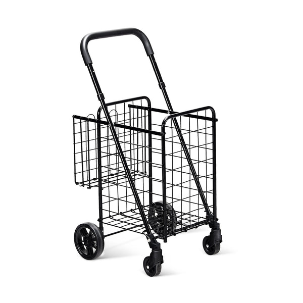 Folding Shopping Basket Rolling Trolley with Adjustable Handle