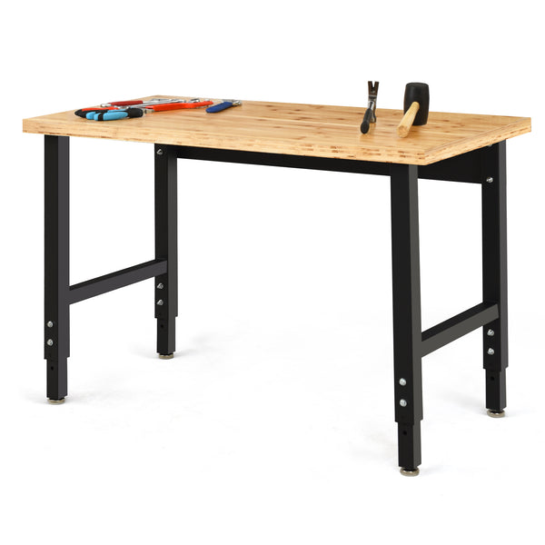 48 Inch Adjustable Height Bamboo Steel Frame Workbench