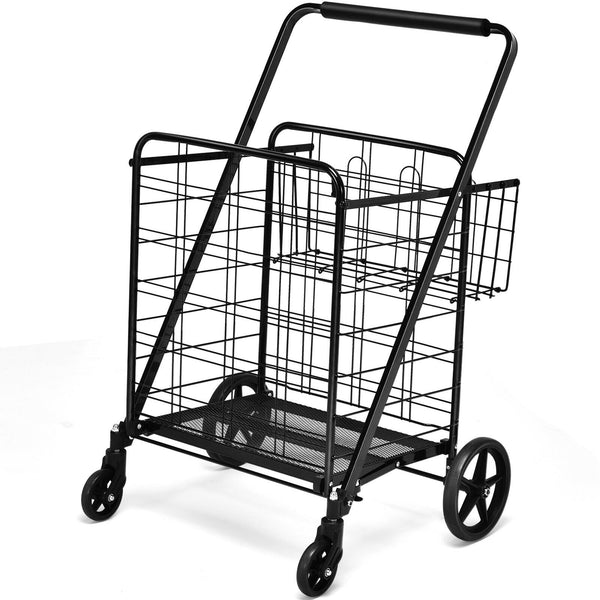 Heavy Duty Folding Utility Shopping Double Cart