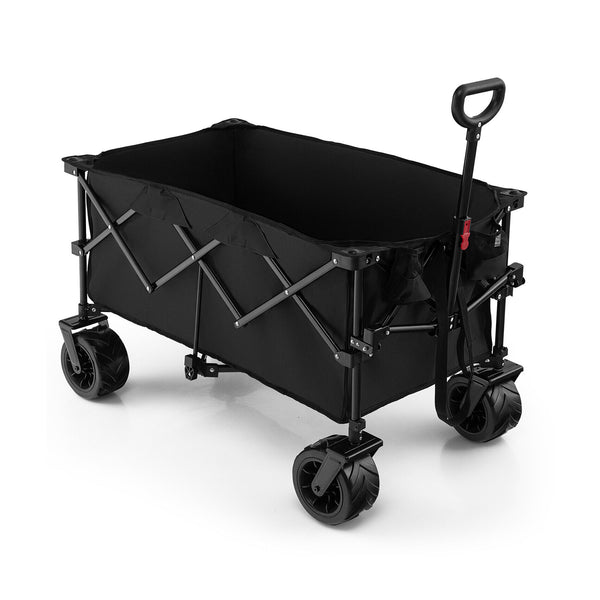 Folding Utility Garden Cart with Wide Wheels and Adjustable Handle