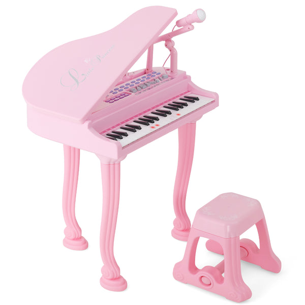 37 Keys Kids Piano Keyboard with Stool, Microphone and Piano Lid