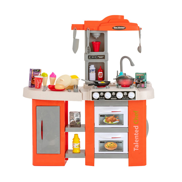 67 Pieces Play Kitchen Set for Kids with Food and Realistic Lights and Sounds