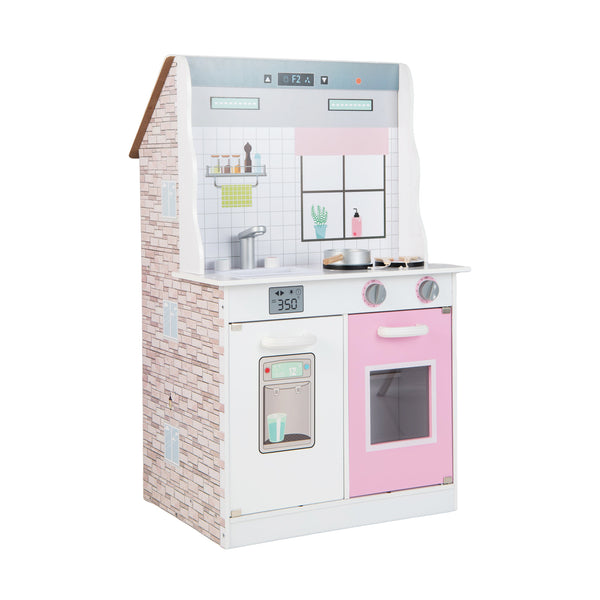 2-In-1 Kids Kitchen Playset and Dollhouse with Accessories