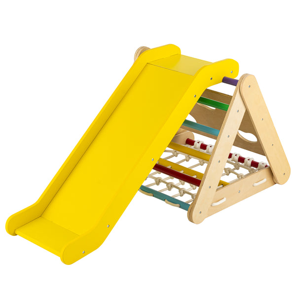 4 in 1 Triangle Climber Toy with Sliding Board and Climbing Net