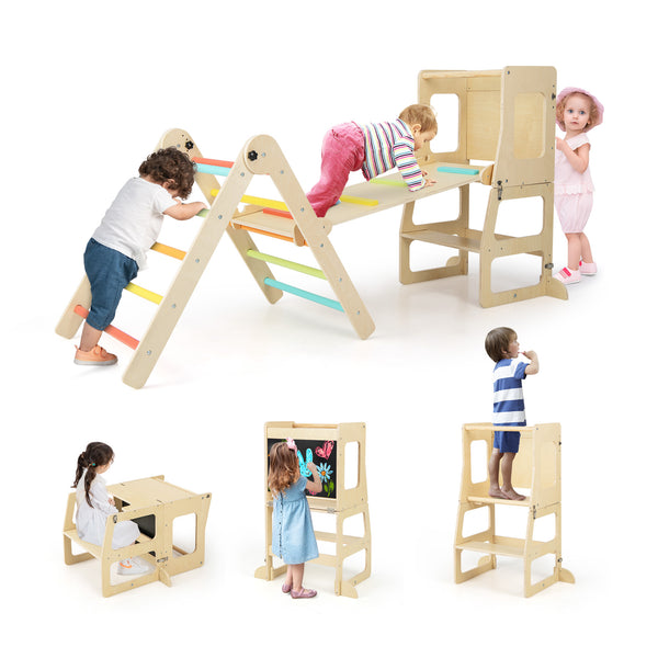 7-in-1 Toddler Climbing Toy Connected Table and Chair Set for Boys and Girls Aged 3-14 Years Old