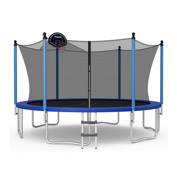 12/14 Feet Outdoor Recreational Trampoline with Ladder and Enclosure Net