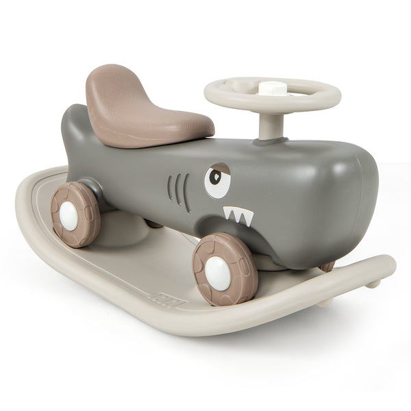 Convertible Rocking Horse and Sliding Car with Detachable Balance Board-Black