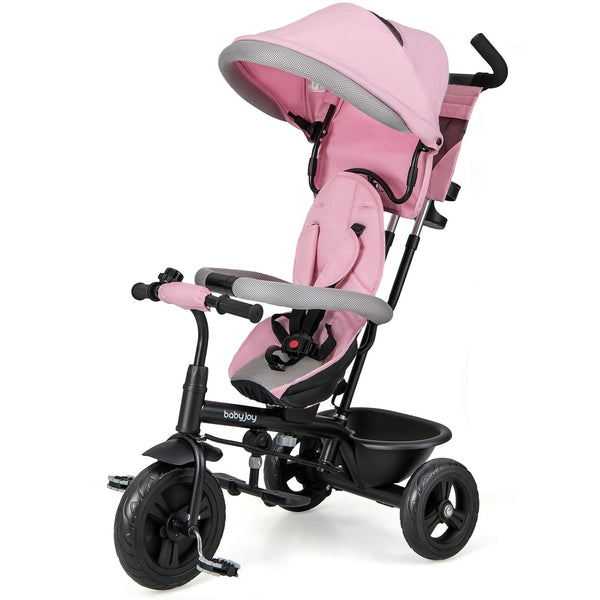 4-in-1 Baby Trike Kids Tricycle with Removable Canopy and Adjustable Push Handle