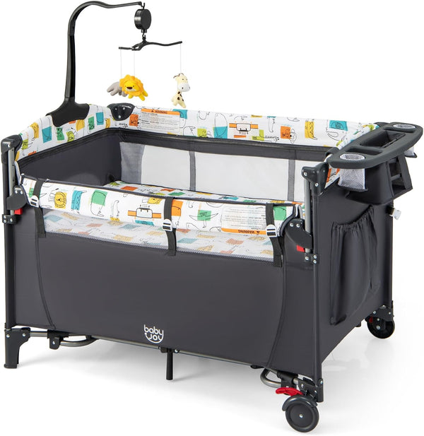 5-in-1 Foldable Baby Playpen with Music Box