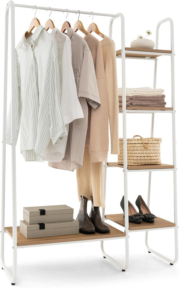 Clothes Rack Free Standing Storage Tower with Hanging Bar