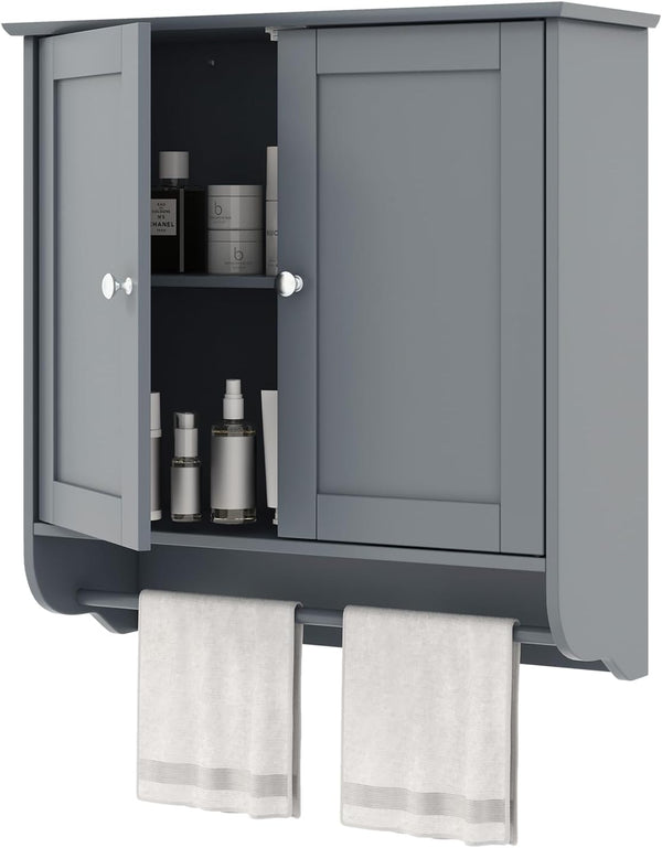 Wall Mounted Bathroom Storage Medicine Cabinet with Towel Bar