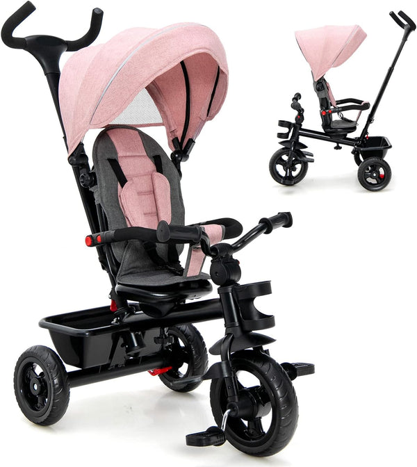 4-in-1 Baby Tricycle Toddler Trike with Convertible Seat