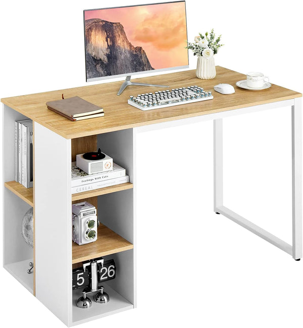 Computer Desk with 5 Side Shelves and Metal Frame