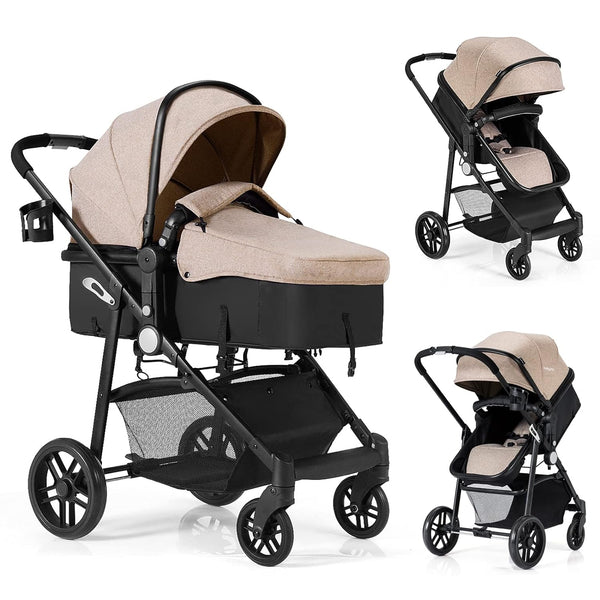 2-in-1 Foldable Pushchair Newborn Infant Baby Stroller