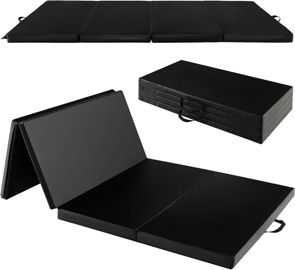 4-Panel Folding Gymnastics Mat with Carrying Handles for Home Gym