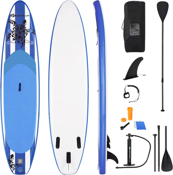 10.6/11 Feet Inflatable Adjustable Paddle Board with Carry Bag and Turtle Pattern