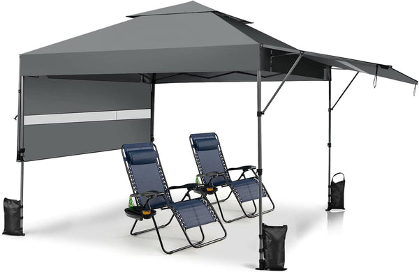 10 x 17.6 Feet Outdoor Instant Pop-up Canopy Tent with Dual Half Awnings