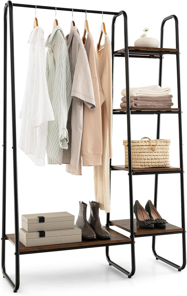 Clothes Rack Free Standing Storage Tower with Hanging Bar