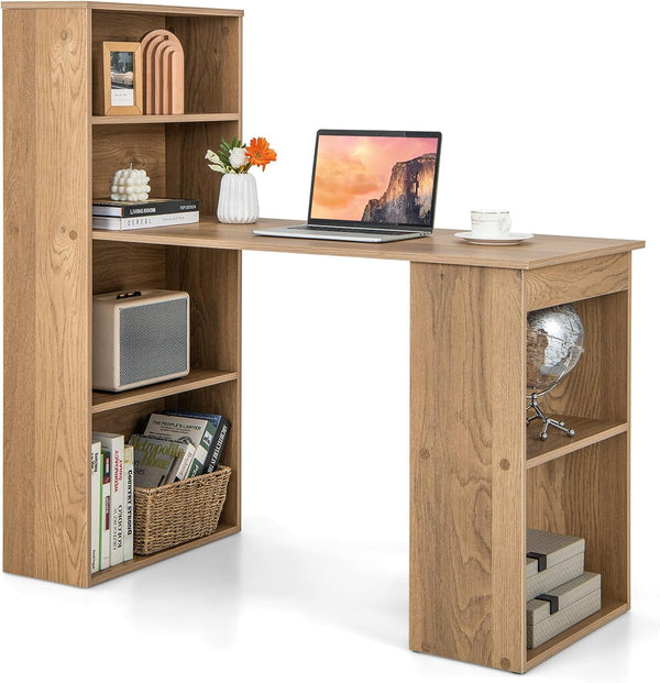 48 Inch Computer Desk with 4-Tier Bookcase and CPU Stand