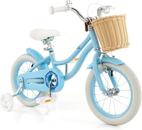 14-Inch Kids Bike with Training Wheels and Adjustable Handlebar Seat