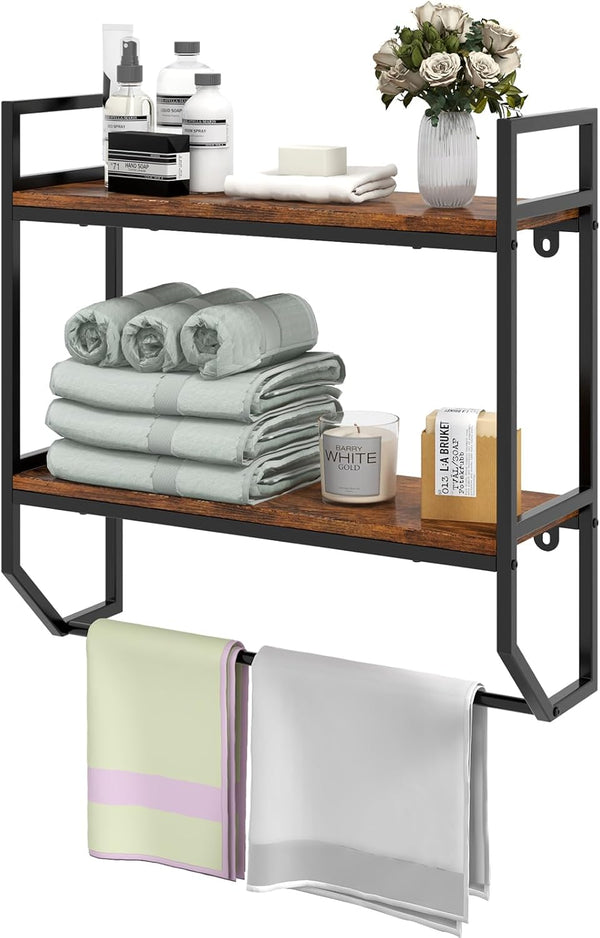 Over the Toilet Shelf Wall Mounted with Metal Frame for Bathroom